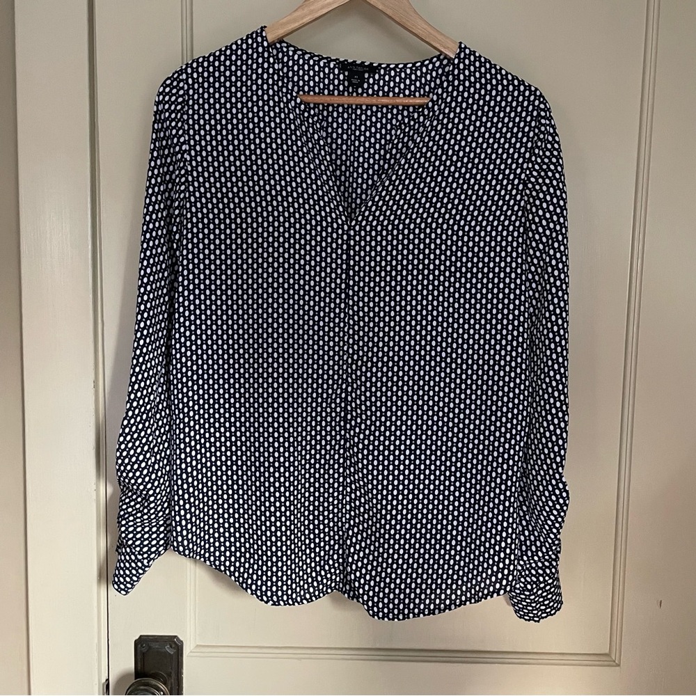 Ann Taylor Factory Navy Patterned Blouse